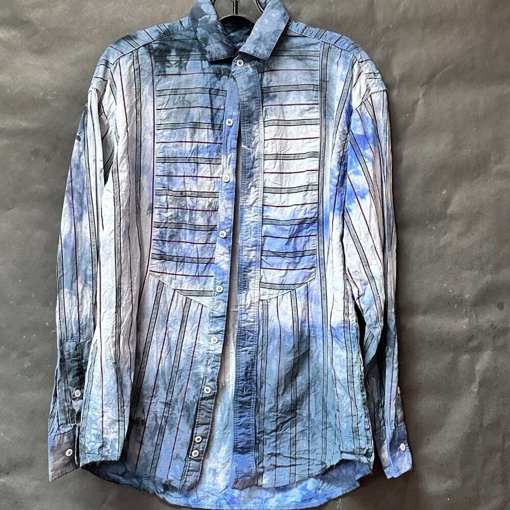 Wrangler  Black Tie Dye Shirt Long Sleeve Size Small Medium  TG Blue Dyed Rodeo
